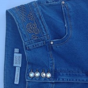 💐☮VINTAGE☮ FLAWLESS SOCIETY Skinny Embroidered Rhinestone Jeans